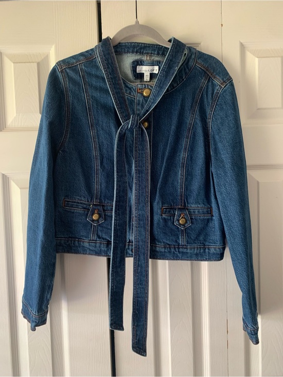 LOFT Jackets & Blazers - LOFT Blue Denim Tie-Neck Jacket